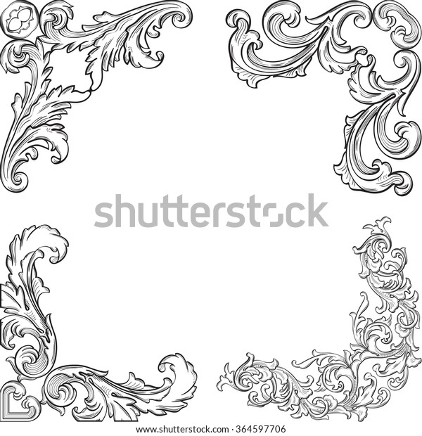 Baroque art corner set is on\
white