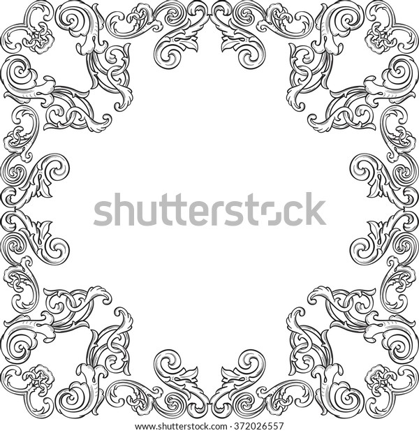 Baroque art\
greeting border isolated on\
white