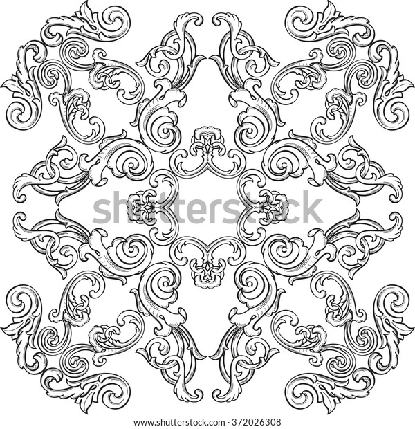 Baroque art\
greeting rosette isolated on\
white