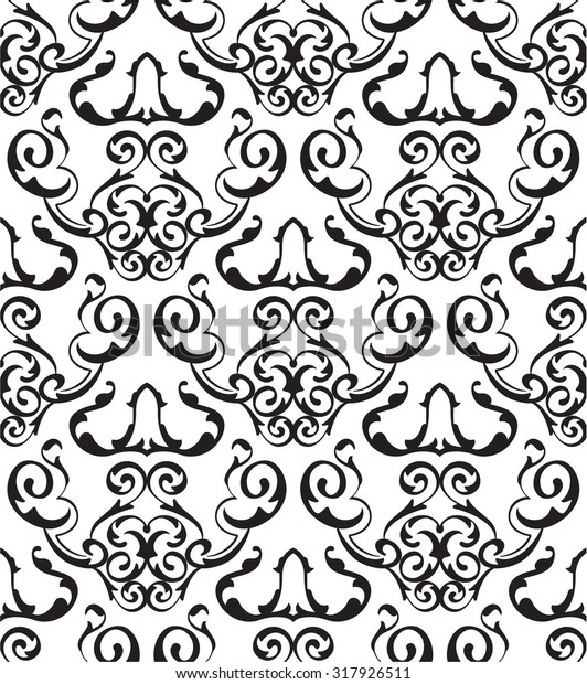 Baroque art seamless\
pattern is on\
white