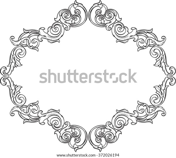 Baroque border is isolated on\
white