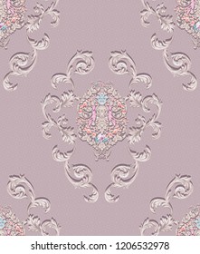 Baroque Damask Pattern, Delicate Mechanism, Delicate Shading, Elegant Pattern,cameo Brown