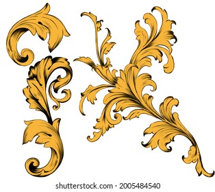 Baroque Hand Drawing Ornament In Rococò Style.