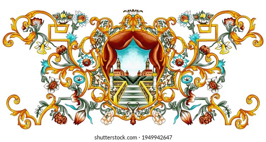 baroque ornament and colourful and beautiful