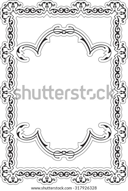 Baroque ornate frame is on\
white