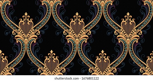 Baroque Rococo Style Wallpaper Design, European Background Pattern, Suitable For Textile, Clothing And Bottom Design