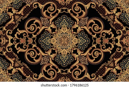 Baroque Rococo Style Wallpaper Design, European Background Pattern, Suitable For Textile, Clothing And Bottom Design