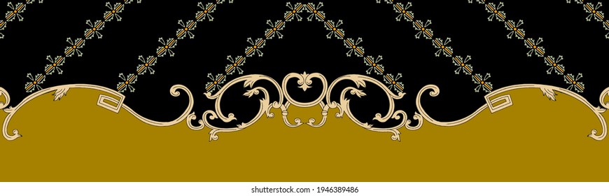 baroque style border design with black and golden colors