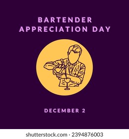 Bartender Appreciation Day is on December 2. Very attractive illustration design used for printings, cards, promotions, advertising, background, banners, social media, and different purposes. - Powered by Shutterstock