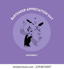 Bartender Appreciation Day is on December 2. Very attractive illustration design used for printings, cards, promotions, advertising, background, banners, social media, and different purposes. - Powered by Shutterstock