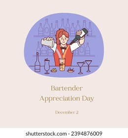 Bartender Appreciation Day is on December 2. Very attractive illustration design used for printings, cards, promotions, advertising, background, banners, social media, and different purposes. - Powered by Shutterstock