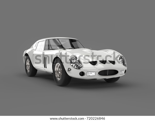 Base white cool vintage sports car - beauty\
shot - 3D\
Illustration
