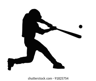 Baseball Batter Hitting Ball with Bat for Home Run