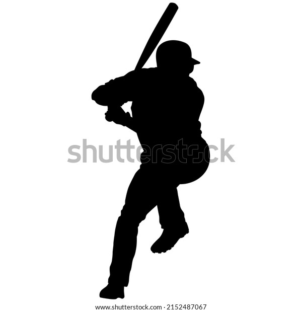 baseball batter player, also known as batsman\
- batman in motion to hit a pitcher\'s ball with the bat when teeing\
off. detailed realistic\
silhouette