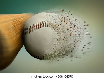 Baseball Hit With The Ball Disintegrating