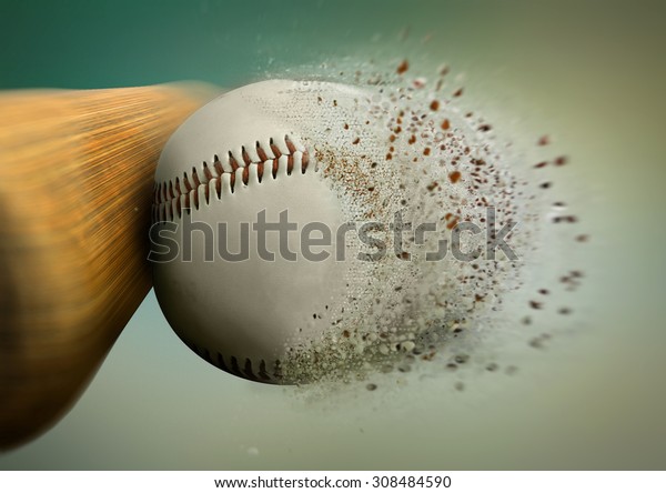 ボールが崩れる野球のヒット のイラスト素材