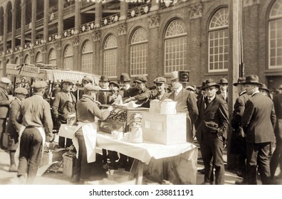 Baseball. Hot Dog Vendors Sell To Fans At Ebbets Field, Brooklyn, New York. October 6, 1920