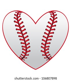 Baseball leather ball as a heart for sport emblem design, such logo. Vector version also available in gallery