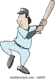 Baseball player swing a bat