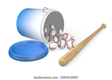 Baseball Set (Bat, Opened Bucket with Balls)