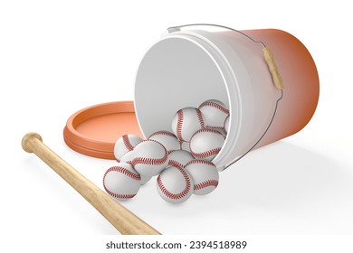 Baseball Set (Bat, Opened Bucket with Balls)