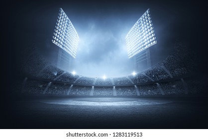 Baseball stadium 3d rendering (composition and stadium is the imaginary)