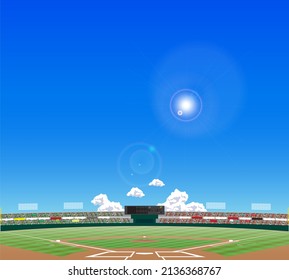 Baseball stadium. Day game, blue sky version 2.