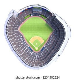 Baseball Stadium Top View Isolated On White. 3d Rendering