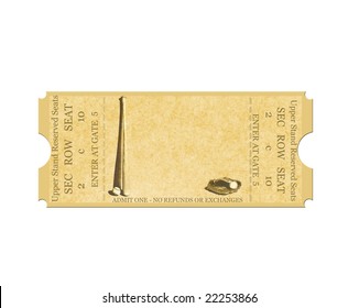 Baseball Ticket On White