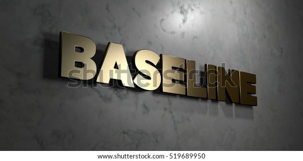 Baseline - Gold\
sign mounted on glossy marble wall  - 3D rendered royalty free\
stock illustration. This image can be used for an online website\
banner ad or a print\
postcard.