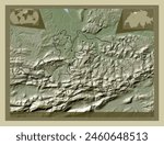 Basel-Landschaft, canton of Switzerland. Elevation map colored in wiki style with lakes and rivers. Locations of major cities of the region. Corner auxiliary location maps