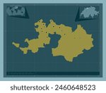 Basel-Landschaft, canton of Switzerland. Solid color shape. Locations of major cities of the region. Corner auxiliary location maps