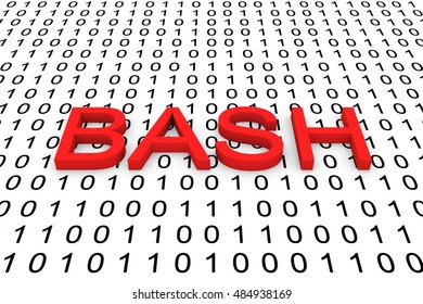 BASH in the form of binary code, 3D illustration