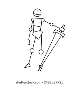 basic anatomical shape with a cool pose holding a large sword