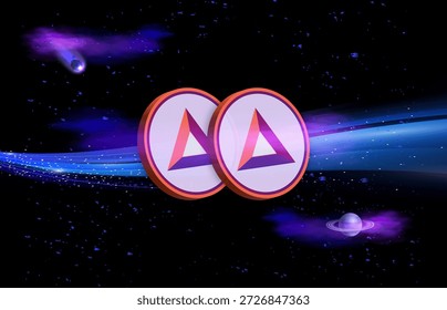 basic attention token-bat icon is a virtual currency image. 3d drawings