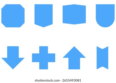 Basic Blue Shape Icons Vector Set