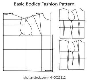 Basic Bodice Fashioncutting Pattern Stock Illustration 440022112