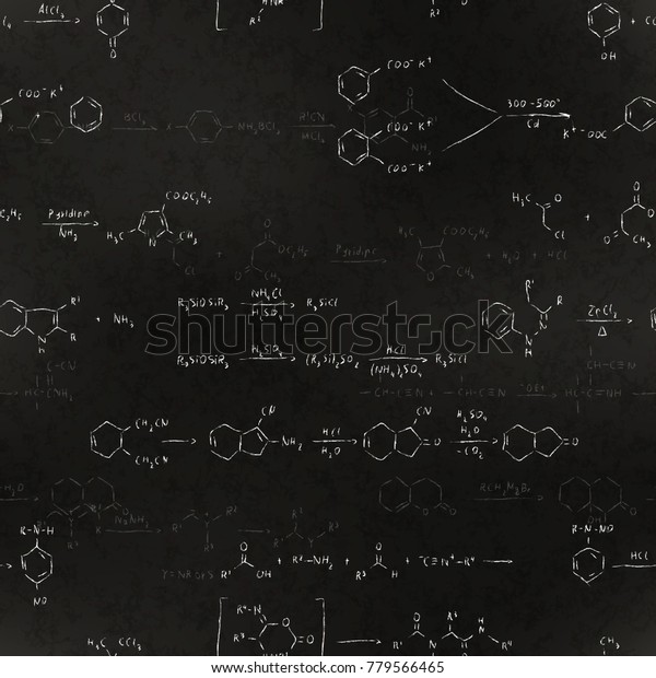 Basic Chemical Reaction Equations Formulas Chalk Stock Illustration ...