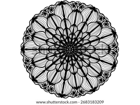 Basic and easy Mandala practice,black line on white background,mental help.