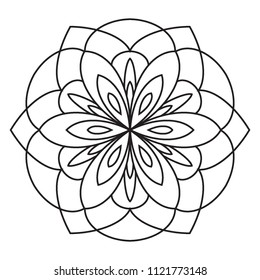 Easy Mandala Mandalas Flowers Coloring Pattern Stock Illustration ...