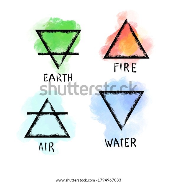 Basic Elements Witchcraft Symbols Earth Fire Stock Illustration 1794967033