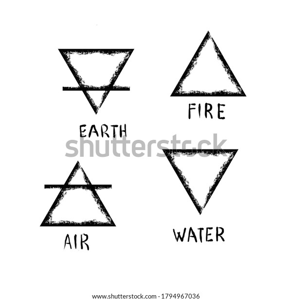 Basic Elements Witchcraft Symbols Earth Fire Stock Illustration ...