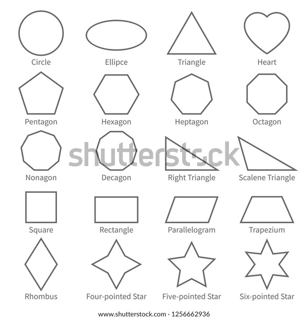 Basic Geometric Outline Flat Shapes Educational Stock Illustration ...