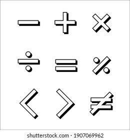 Basic Mathematics Symbols Icons For Educational Purposes.