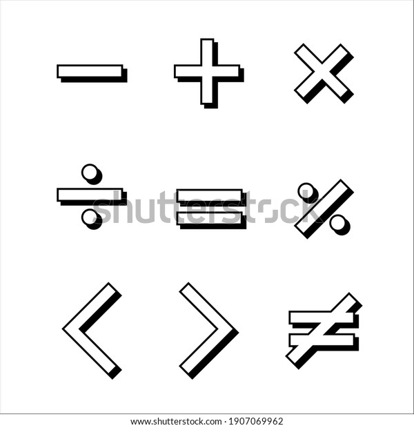 Basic\
mathematics symbols icons for educational\
purposes.