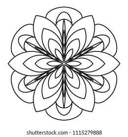 Easy Mandala Mandalas Flowers Coloring Pattern Stock Illustration ...