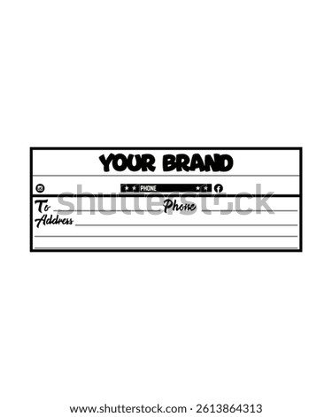 Basic template for filling in the address of the sender and recipient, there is a brand name, address and cellphone number.