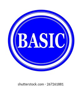 Basic white stamp text on blue