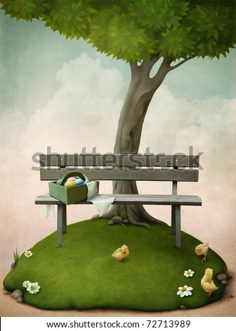 Similar – Image, Stock Photo Chickens on the bench in the garden