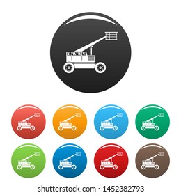 Basket Lift Truck Icons Set 9 Color Isolated On White For Any Design